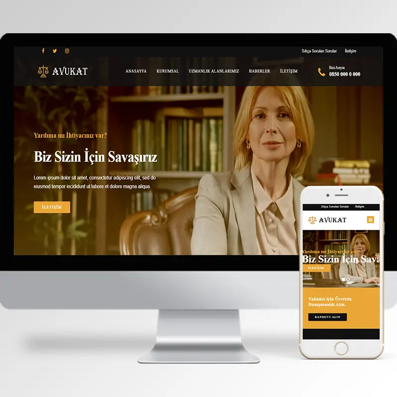 Avukat & Hukuk Bürosu Hazır Web Sitesi Yazılımı 3