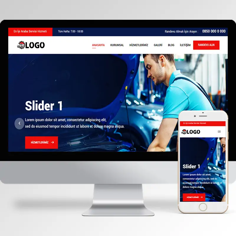 Oto Servisi Hazır Web Sitesi Yazılımı