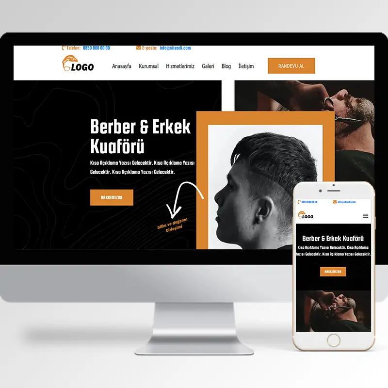 Berber (Erkek Kuaförü) Hazır Web Sitesi Yazılımı