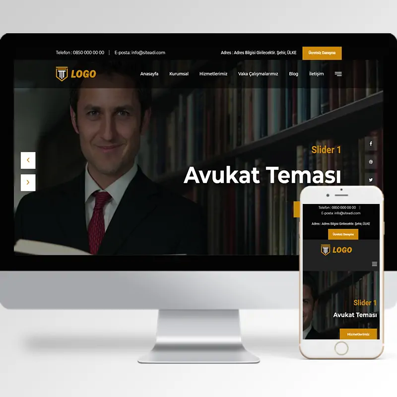 Avukat & Hukuk Bürosu Hazır Web Sitesi Yazılımı 14