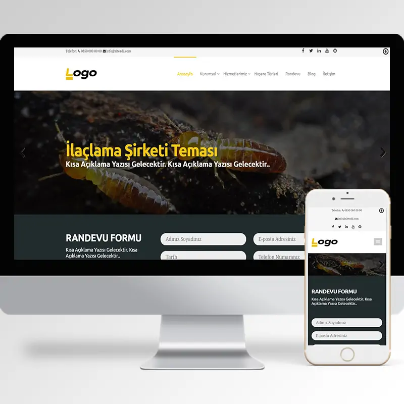 İlaçlama Şirketi Hazır Web Sitesi Yazılımı