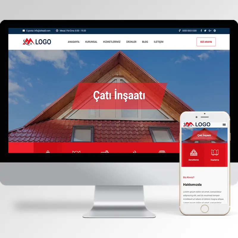 Çatı İnşaatı & Onarımı Hazır Web Sitesi Yazılımı