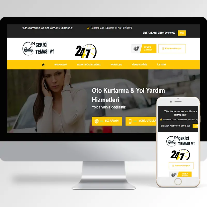 Oto Kurtarıcı (Çekici) Hazır Web Sitesi Yazılımı