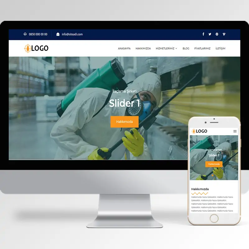 İlaçlama Şirketi Hazır Web Sitesi Yazılımı 3