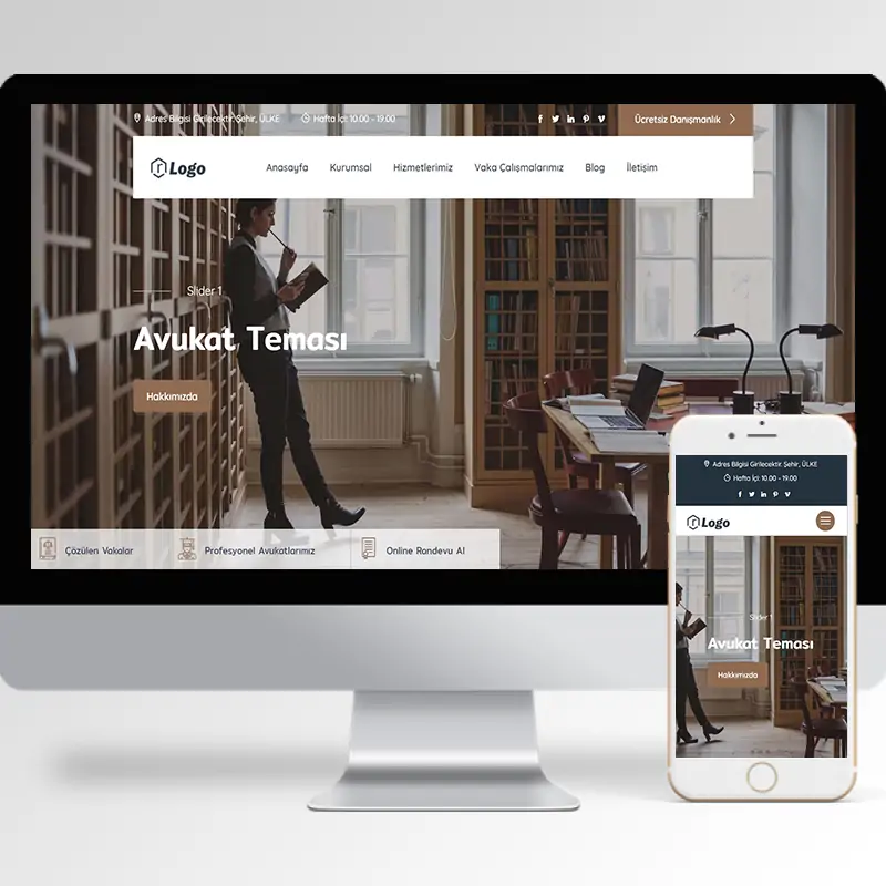 Avukat & Hukuk Bürosu Hazır Web Sitesi Yazılımı 17